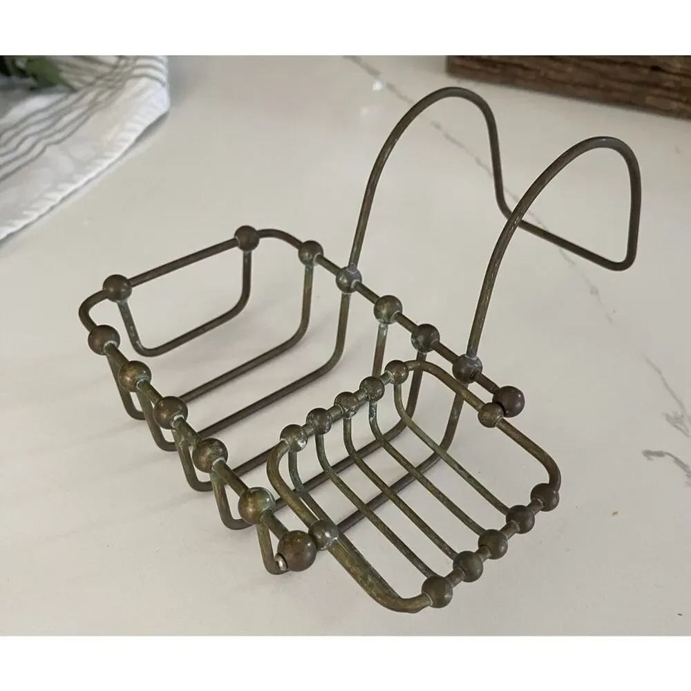 Vintage Brass Soap and Sponge Holder for 7' Clawfoot Tubs Patina Brass Finish